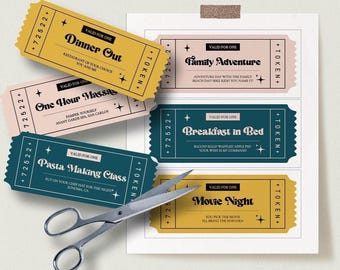 Retro Editable Coupon Template | Father&#39;s Day Coupons, Love Coupons, Printable Birthday Coupons, Anniversary Gift, Coupon Book Template