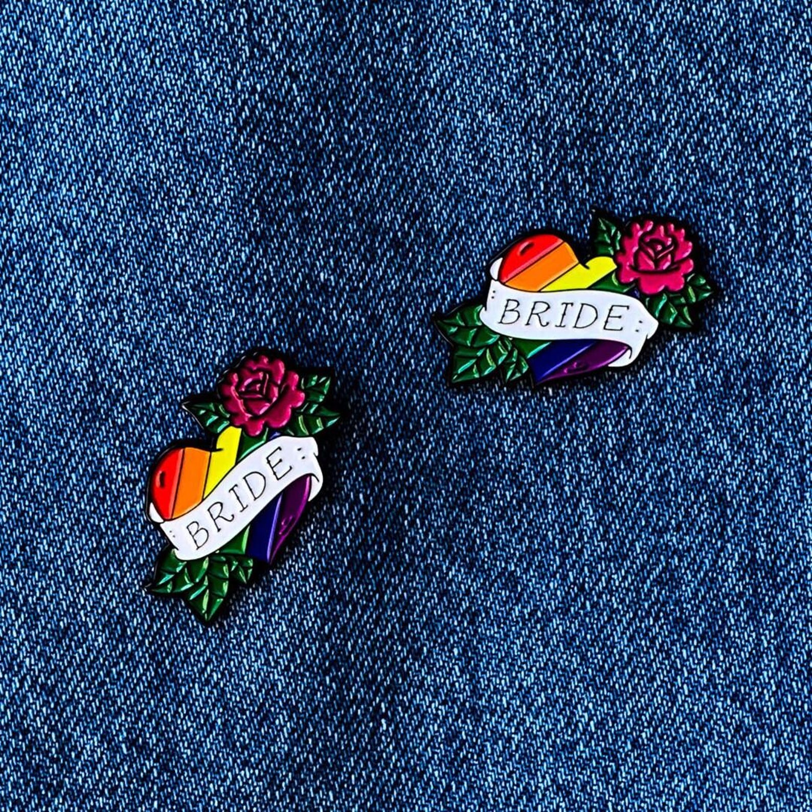 Bride Pride Enamel Pins, Lesbian Bachelorette Pins, Bride Pin, LGBTQ ...