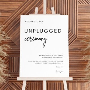 Minimalist Unplugged Ceremony Sign Template | Luna, Unplugged Wedding Sign, Modern Calligraphy, Editable Sign, Put Your Phones Away, Poster