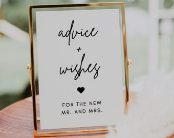 Minimalist Advice and Wishes Sign | Luna, Advice and Wishes For The New Mr and Mrs, Newlywed Advice Sign, Advice and Well Wishes, Editable