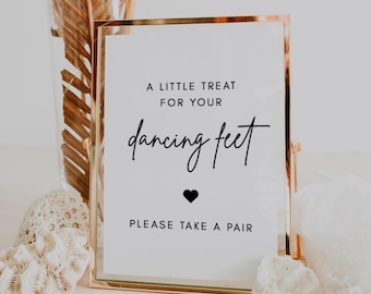 Wedding Flip Flop Sign Printable | Luna, A Little Treat for Your Dancing Feet Sign, Modern Minimalist, Printable Wedding, Dance Floor Sign