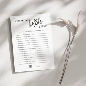 Who Knows Bride Best Bridal Shower Game | Luna, Minimalist Who Knows The Bride Most Game, How Well Do You Know The Bride, Editable Template