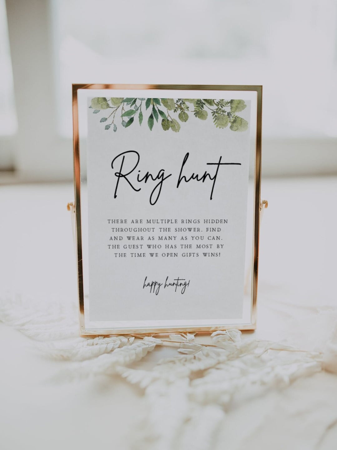 Ring Hunt Bridal Shower Game | Greenery, Wedding Shower Game, Ring Hunt ...