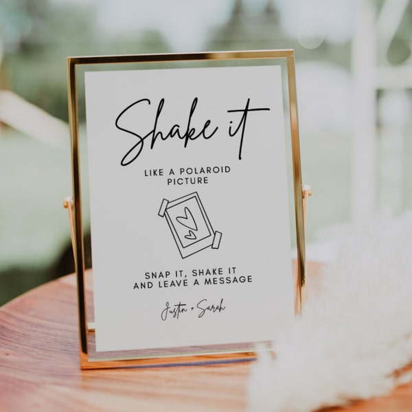 Minimalist Photo Guest Book Sign | Luna, Shake It Like A Polaroid Picture Sign, Photo Guestbook Printable Sign, Polaroid Wedding Sign