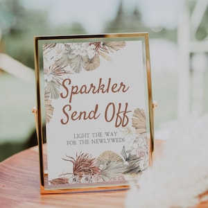 Boho Sparkler Send Off Sign | LANA, Wedding Sparkler Sign, Let Love Sparkle Sign, Editable Wedding Sign, Tropical Wedding, Pampas, Bohemian