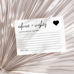 Minimalist Wedding Advice Card | Luna, Advice and Wishes For The New Mr and Mrs, Newlywed Advice Card, Well Wishes For The Bride and Groom