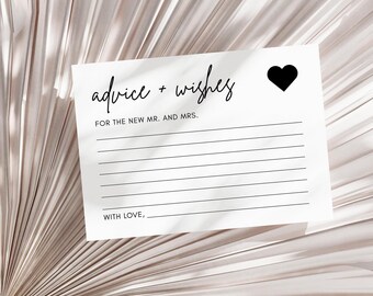 Minimalist Wedding Advice Card | Luna, Advice and Wishes For The New Mr and Mrs, Newlywed Advice Card, Well Wishes For The Bride and Groom