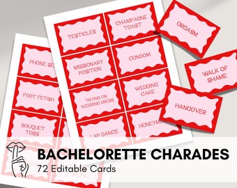Dirty Bachelorette Charades | Bachelorette Party Games, Hen Party Games, Bachelorette Weekend, Printable Games, Editable, Wavy Border, RP2