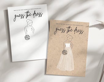 Guess The Dress Bridal Shower Game | Luna, Kraft Shower Game, Rustic Wedding Shower Game, Unique Bridal Shower Game, Printable, Editable