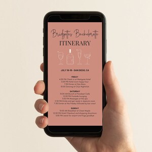 Bachelorette Weekend Itinerary Template | SOPHIA Editable Weekend Itinerary Template, Agenda, Customizable Digital Itinerary, Text Itinerary