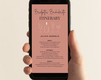 Bachelorette Weekend Itinerary Template | SOPHIA Editable Weekend Itinerary Template, Agenda, Customizable Digital Itinerary, Text Itinerary