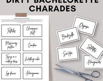 Dirty Bachelorette Charades | Luna, Bachelorette Party Games, Hen Party Game, Instant Download, Printable Charade Cards, Bridal Shower Games