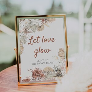 Boho Let Love Glow Sign | LANA, Glow Stick Sign, Glow Stick Send Off, Wedding Glow Sticks Sign Template, Tropical Wedding, Bohemian