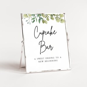 Cupcake Bar Sign | Greenery, Cupcake Table, Cupcake Sign, A Sweet ...