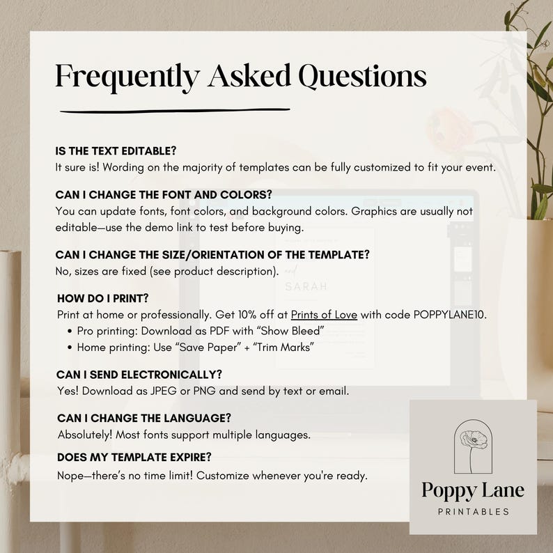 a poster with a description of frequently asked questions