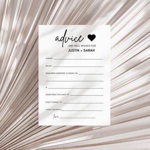 Minimalist Wedding Advice Card | Luna, Advice and Wishes For The New Mr. and Mrs., Newlywed Advice Card, Well Wishes For The Bride and Groom