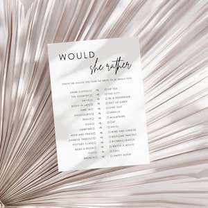 Would She Rather Bridal Shower Game | Luna, Minimalist Would She Rather, Printable Would She Rather Game, Editable Game, Baby Shower Game
