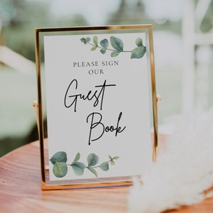 Eucalyptus Wedding Guest Book Sign | Wedding Guestbook, Please Sign Our Guest book, Printable Guest Book Sign, Greenery, Welcome Sign