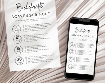 Scavenger Hunt Bachelorette Party Game | Luna, Bachelorette Games, Hen Party Game, Editable Template, Customizable, Bachelorette Scavenger