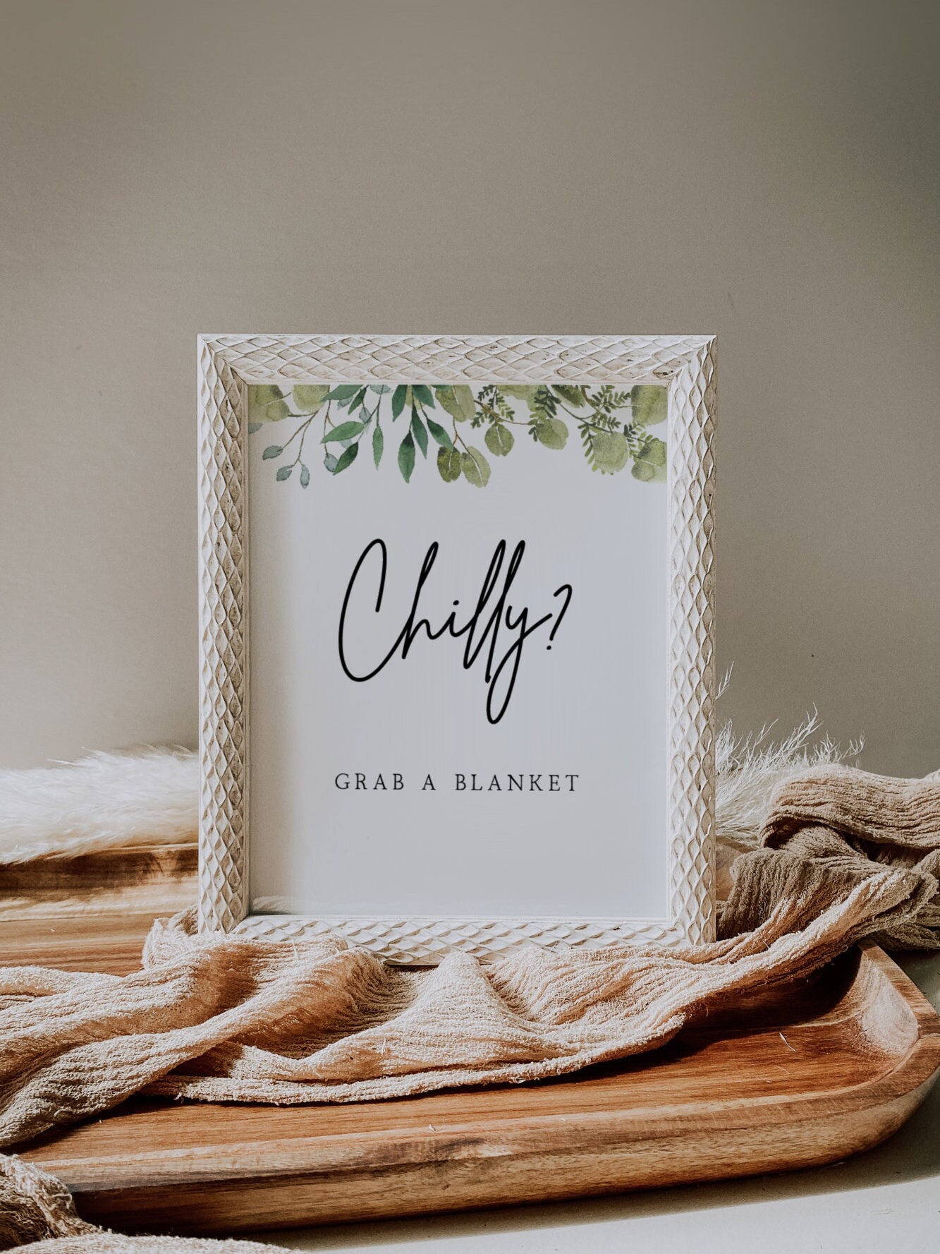 Blanket Sign | Greenery, Chilly? Sign, Blanket Sign for Wedding, Fire ...