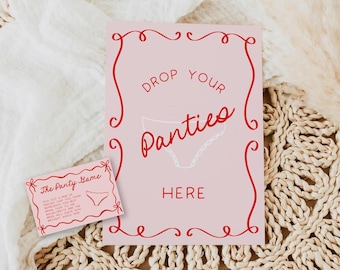 Panty Game | Hand Drawn Bachelorette Party Games, Whimsical Scribble Doodle, Lingerie Game, Bring A Panty Template, Bridal Shower Game, HD1