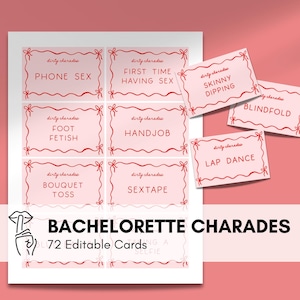 Dirty Bachelorette Charades | Hand Drawn Bachelorette Party Games, Hen Party Games, Hen Do Games, Instant Download, Printable Games, HD1