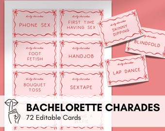 Dirty Bachelorette Charades | Hand Drawn Bachelorette Party Games, Hen Party Games, Hen Do Games, Instant Download, Printable Games, HD1