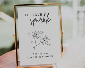 Let Love Sparkle Sign | Luna, Wedding Sparkler Send Off Sign, Sparkler Sign for Wedding, Instant Download, Printable Sparkler Sign, Editable