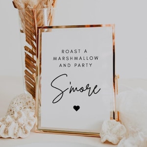 Roast a Marshmallow and Party S&#39;More | Luna, S&#39;mores Sign for Wedding, Minimalist Wedding, Smore Bar Sign, S&#39;more Station, Summer Wedding