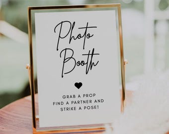 Minimalist Photo Booth Sign | Luna, Wedding Photo Booth Sign, Printable Wedding Signs, Editable Template, Wedding Photo Sign, Modern