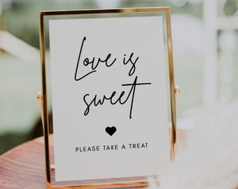 Love Is Sweet Wedding Table Sign | Luna, Dessert Table Sign, Wedding Favor Table Sign, Printable, Instant Download, Sign for Dessert Table