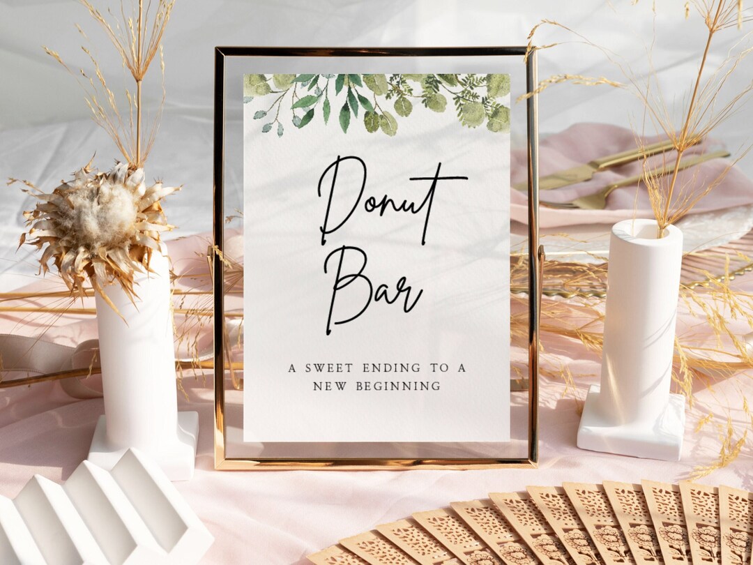 Donut Bar Sign Greenery Doughnut Sign Wedding Donuts Sign Etsy