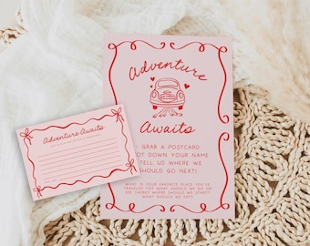 Adventure Awaits Sign | Hand Drawn Wedding Sign, Travel Guestbook, Travel Ideas, Newlywed Advice, Bridal Shower, Engagement Party Sign, HD1