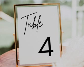 Minimalist Wedding Table Number Template | Printable Wedding Table Numbers, Modern Table Number Cards, Simple Table Numbers, Luna, Editable