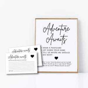 Minimal Adventure Awaits Sign | Luna, Travel Guestbook, Wedding Travel Ideas and Advice, Wedding Guestbook Sign, Printable Wedding Sign