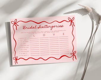 Bridal Scattergories Game | Whimsical Scribble Doodle, Scattergories Game Card, Hand Drawn Bridal Shower Game, Printable, Bachelorette, HD1