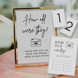 How Old Were They Bridal Shower Game | Luna, Bundle, Couples Shower Game, Minimalist Shower, Guess How Old They Were, Shower Photo Game
