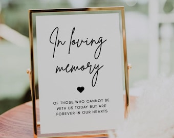 Minimalist In Loving Memory Sign | Luna, Printable In Loving Memory Sign for Wedding, Wedding Memorial Sign, In Memory Sign, Editable Sign
