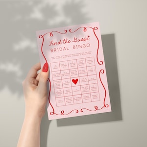 Bridal Bingo | Hand Drawn Find The Guest Bingo, Ice Breaker Game, Get to Know You Game, Bridal Shower Game, Whimsical Scribble Doodle, HD1