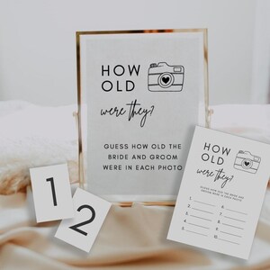 How Old Were They Bridal Shower Game | Luna, Couples Shower Game, Minimalist Bridal Shower, Guess How Old They Were, Shower Photo Game