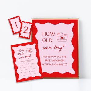 How Old Were The Bride and Groom Game | Bridal Shower Game, How Old Were They, Engagement Game, Guess Their Age Game, Wavy Border, RP2