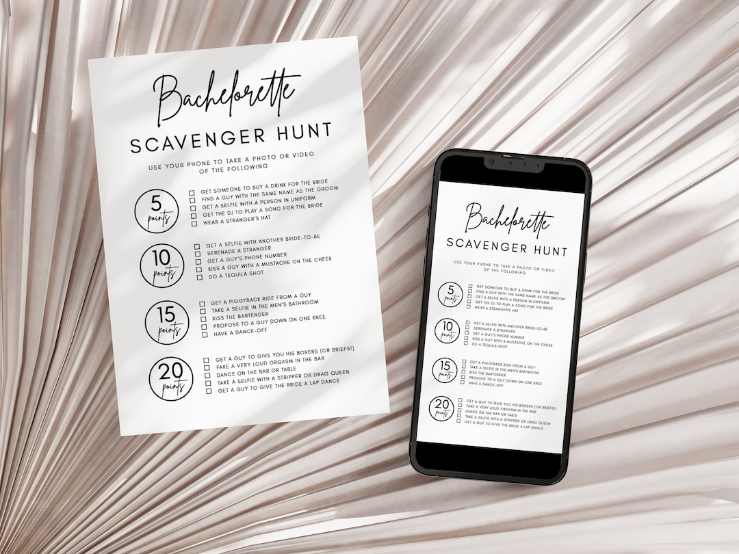 Scavenger Hunt Bachelorette Party Game | Luna, Bachelorette Games, Hen