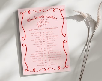 Would She Rather Bridal Shower Game | Printable Would She Rather Game, Hand Drawn Bridal Shower Game, Bachelorette Party Game, Doodle, HD1