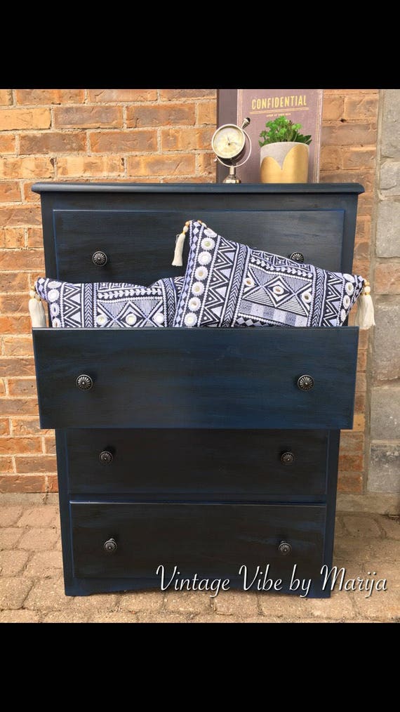 Sold Solid Maple Vintage Dresser Blue Etsy