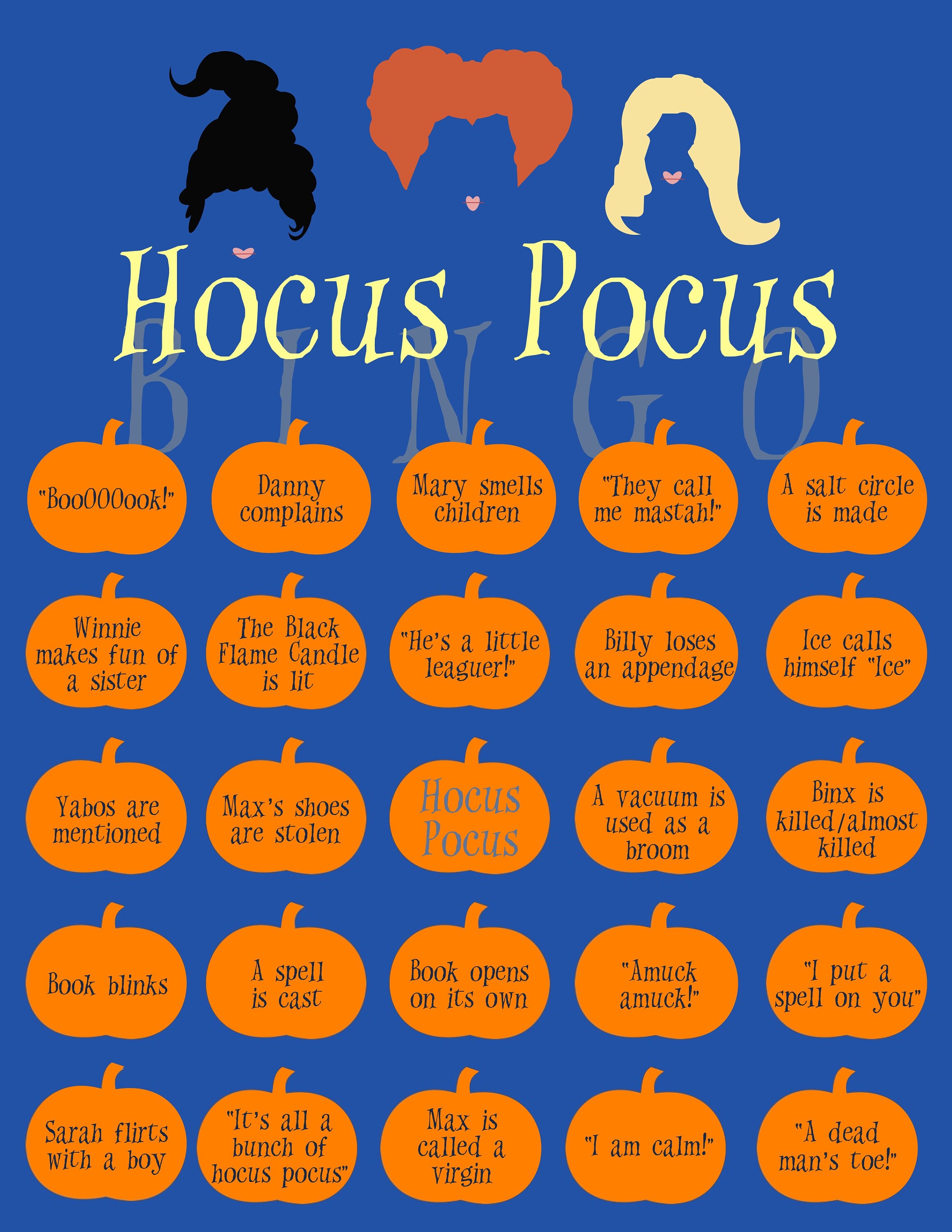 Hocus Pocus Bingo Game Etsy