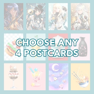 Art Postcard Set (4) - Custom Art Postcards, Personalized Illustrated Postcard, Unique Print Affordable Art Postcard, Choose 4