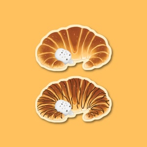 Croissant & Chocolate Croissant | Dye Cut Vinyl Sticker 3&quot; | Cute Food Sticker | Waterproof