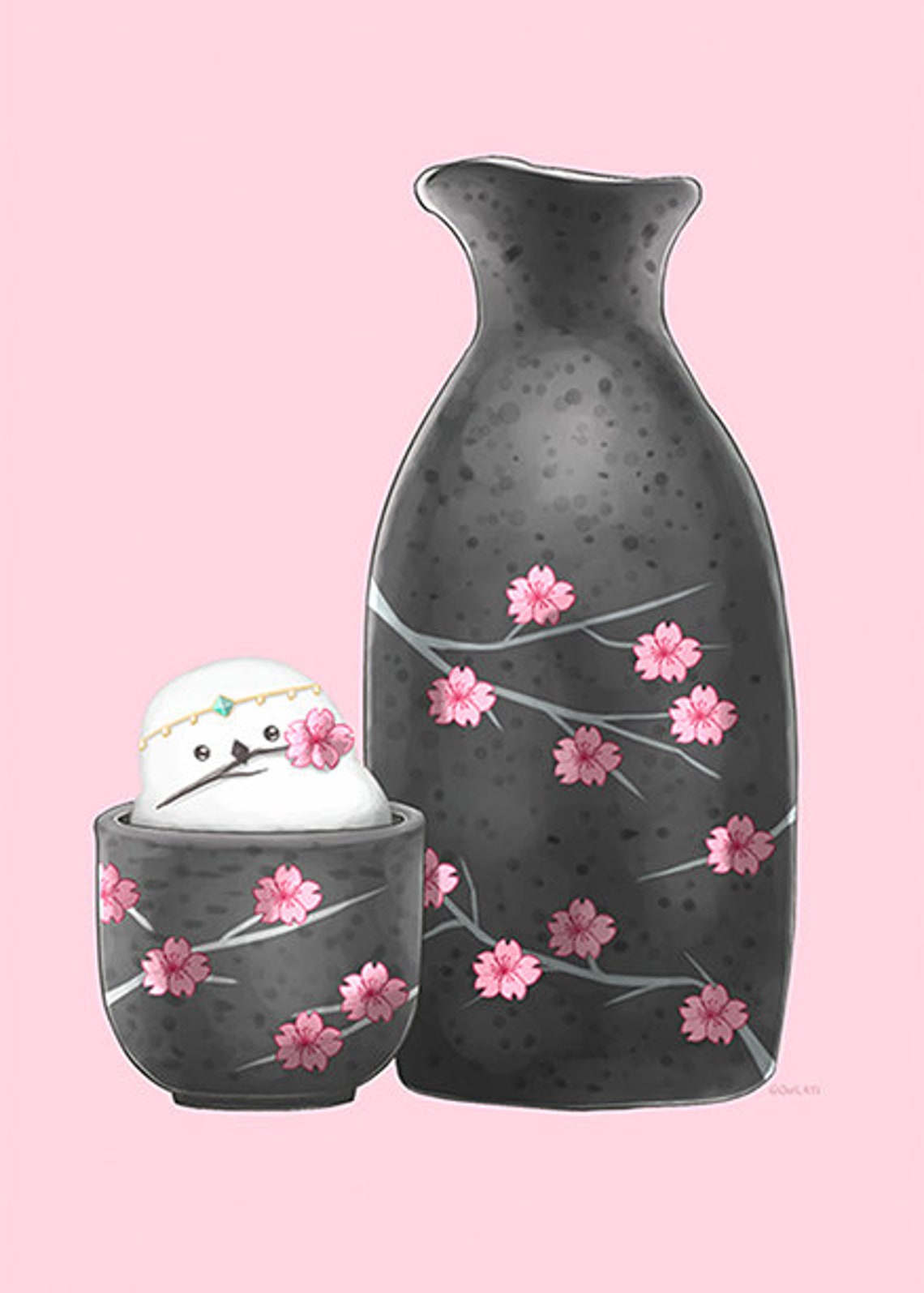 Traditional Sake Bottle 5 X 7 Postcard Illustrated Sake Etsy