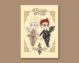 Good Omens Inspired Postcard 5 x 7 | Wall Decor | Angel & Demon