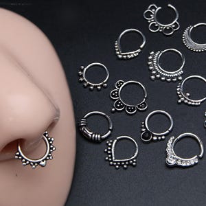 Septum's Helix Tragus Daith Nostril Piercing , Ethnic Jewelry- Body Piercing , Silver Tribal Indian Septum Ring , Daith Hoop/Cartilage Hoop